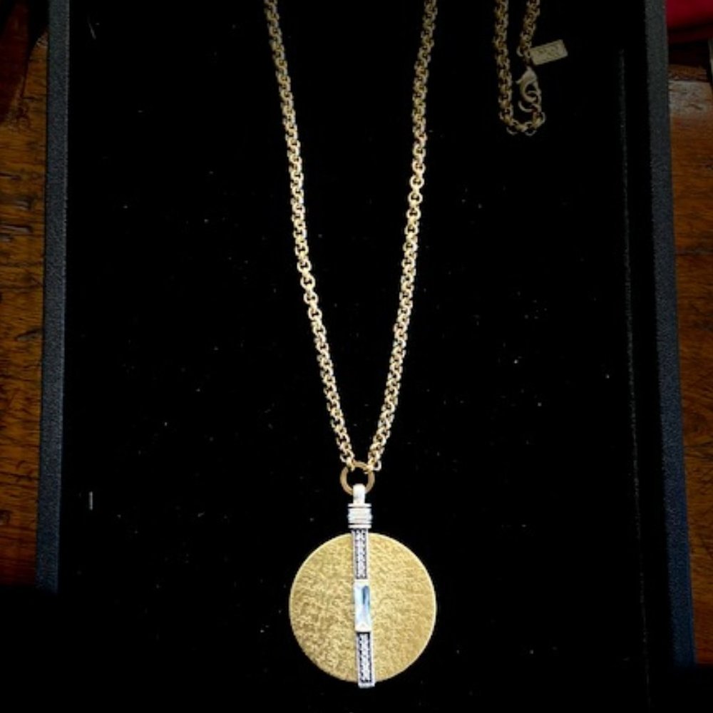 Silpada "Crystal Token" Necklace - Swarovski Crystals, Brass - 32inch length